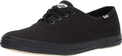 Keds Women's Champion Original Canvas Lace-Up Sneaker, Black/White, 8 W US