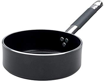 Pentole Agnelli ALSC2107SSC20 Linea Allblack 5mm Casseruola Bassa con 1 Manico, 20 cm, Acciaio, Argento