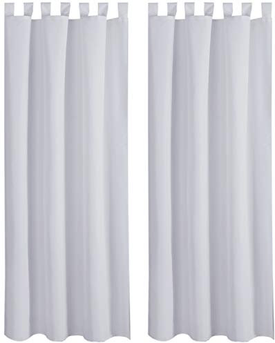 Bestlivings Blickdichte Gardine im 2er Pack mit Schlaufen (140x145 cm/Hellgrau) + 2 Raffhalter, in vielen Farben