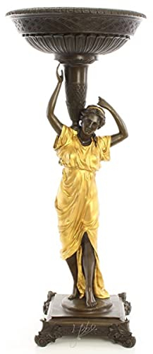 Casa Padrino Jugendstil Blumentopfständer Bronze/Gold 33,2 x 33,2 x H. 76,4 cm - Luxus Bronzefigur