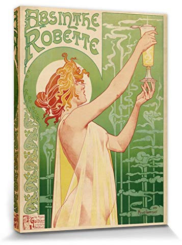 1art1 Historische Werbeplakate Poster Grüne Fee, Absinthe Robette, Henri Privat Livemont, 1896 Bilder Leinwand-Bild Auf Keilrahmen | XXL-Wandbild Poster Kunstdruck Als Leinwandbild 80x60 cm