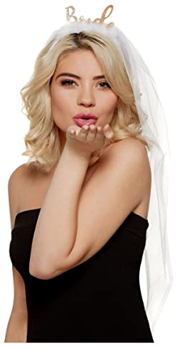 Bride Headband, White, with Veil & Marabou Feathers