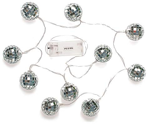 HAB & GUT LED Lichterkette LED017- Discokugel 10 Leuchten, batteriebetrieb 2X AA warm Weiss