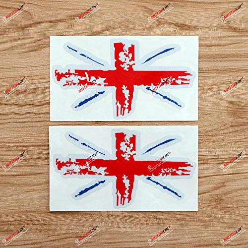 2er-Set Reflektierend, 12,7 cm UK/britische Flagge (Union Jack) Seitenspiegel Decal-Aufkleber, Auto-Vinyl, im Used-Look