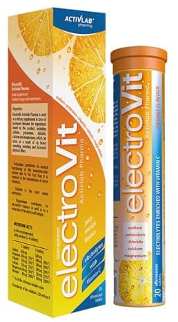 Activlab Pharma Elektrolyte - Brausetabletten mit Magnesiumcitrat Vitamin C 1000mg Glukose Kalium - Sport Hitze - 20 Tabletten Orange ElectroVit