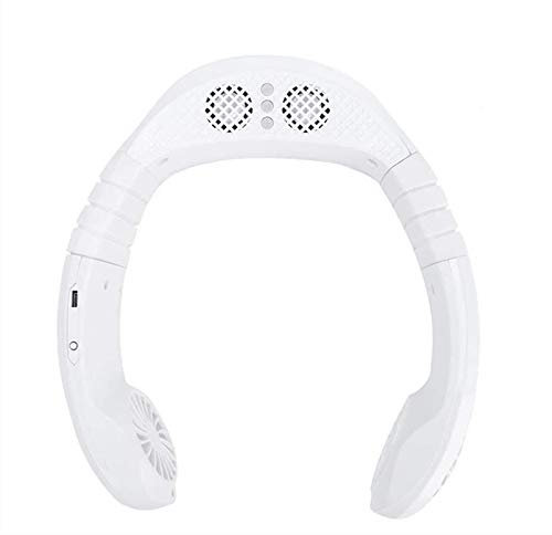 GHmarine Ventilador de aire acondicionado, carga USB, portátil, Bluetooth, deportes, manos libres, cuello para colgar música, para el hogar, al aire libre, interior (blanco)