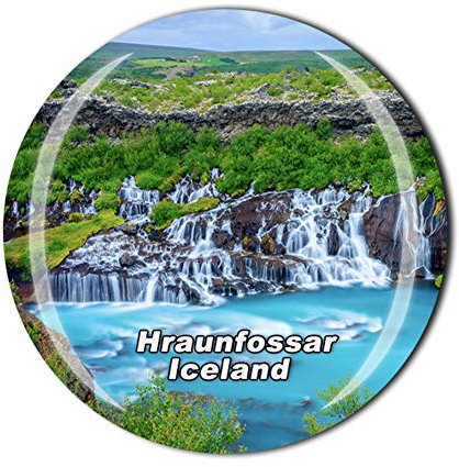 Hraunfossar Lava Falls Reykjavik Island Kühlschrankmagnet Reise Souvenir Geschenk Heim Küche Dekoration Magnet Sticker Kristall Kühlschrank Magnet Kollektion