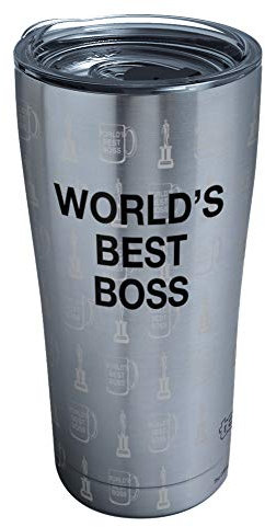 Tervis The Office Worlds Best Boss Gobelet isotherme à triple paroi pour garder les boissons froides et chaudes, 591 ml, en acier inoxydable