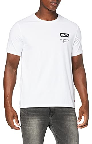 Levi's Men's Housemark Graphic Tee Left Chest Batwin T Shirt, Left Chest Batwing White, S UK
