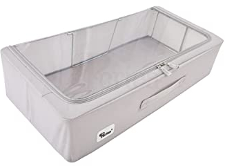 Periea 'Casey' Underbed Storage Boxes with Lids - Foldable, Stackable, and Space-Saving Organiser to Keep Your Space Tidy and Clutter-Free - Grey - Medium