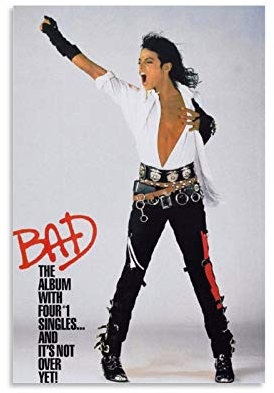 WLWQ Poster Michael Jackson Bad Poster dekorative Malerei Leinwand Wandkunst Wohnzimmer Poster Schlafzimmer Malerei 24x36inch(60x90cm)