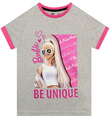 Barbie Maglietta Ragazze | Merchandising Ufficiale | T Shirt Bambina Ispiratore Grigio 5-6 Anni