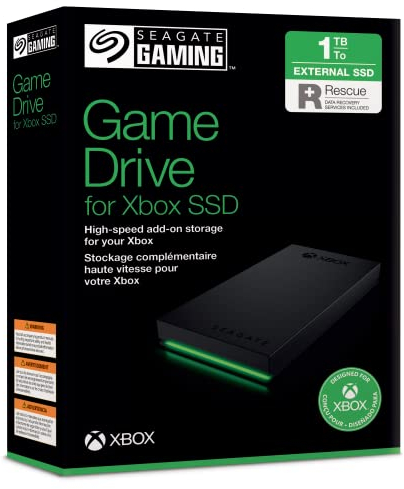 Seagate Game Drive SSD for Xbox 1 To - SSD externe - 3,5 pouces, USB 3.2 de 1re génération, avec voyants LED verts intégrés et 3 ans services Rescue (STLD1000400)