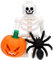 LEGO Minifigur Skelett mit Halloween-Kürbis und Spinne, gen047-v2
