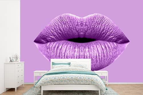 Selbstklebend Tapete Wandpapier Wandaufkleber Fototapete Tapeten Wanddeko 525x350 cm Lippen - Pastell - Lila