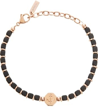 Breil Armband MAST für Herren aus Edelstahl mit Hämatit in der Farbe Rosa/Schwarz, mit Karabinerverschluss, Länge: 22 cm, TJ3263