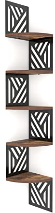 Vasemouh 5 Étagères d'angle Murale en Bois en Forme de Secteur, Étagère Murale avec Un Design de Sculptur à Poser La Chambre, La Cuisine, Le Bureau
