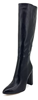 QUEEN HELENA Stivali Alti con Tacco Largo Medio Zip Laterale a Punta Chiusa Casual Eleganti Donna K2031 (Nero, 39)