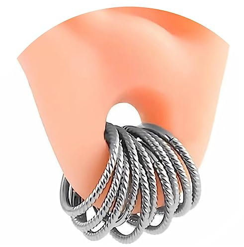 Vankula Nasenring Hoop 10 PCS aus Chirurgenstahl Segmentring Clicker 16G 10mm Ohr Tunnel Gewichte Ohrhänger Piercing Schmuck für Frauen und Männer Spirale Silber