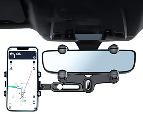 Fowybe Rückspiegel Handyhalter | 360 ° drehbare und einziehbare Autotelefonhalterung für sicheres Fahren | Praktische stabile Handyhalterung zum Ansehen von Videos Navigation Live-Aufnahme