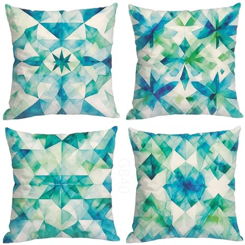 wasserdichte Kissenbezugen 4 Stück 80x80cm Dekorative Outdoor Deko Kissen Kissenbezüge Stilvolles Dekorative Kissenhülle für Sofakissen Garten Outdoor Wohnzimmer Schlafzimmer, Wagen