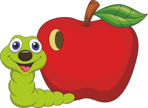 U24 Aufkleber Wurm mit Apfel 24 x 18 cm Autoaufkleber Sticker Konturschnitt