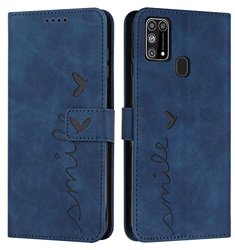 EATCYE Kompatibel Mit Samsung Galaxy M31S Hülle - Premium PU Leder Klapphülle Brieftasche Schutzhülle Mit Kartenfach Und Ständer (Blau)