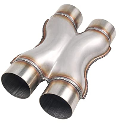 RCCT Auspuff X Rohr 2,5 Zoll – Edelstahl 409 X Pipe Auspuff 63mm für Schweißanschluss, Universal Exhaust X Pipe(2,5Zoll)