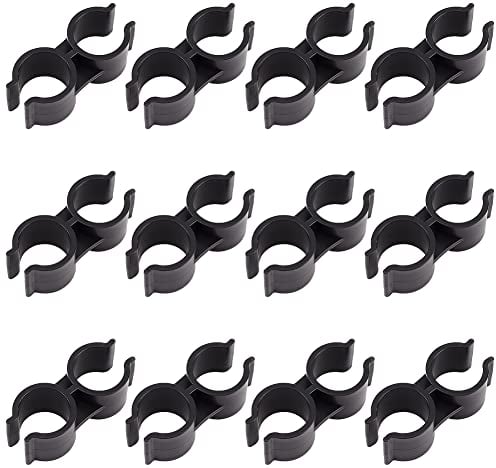 GORGECRAFT 12 Uds. Abrazaderas de Tubo Doble de Plástico Conector de Poste de Estante, Conexión de Abrazadera de Tubo, Almacén, Estante de Supermercado, Clip de Enlace, Accesorios de Sujeción, Negro