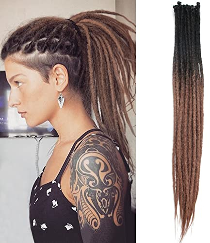 Extensions de Cheveux Synthétiques Fines 0.6cm Dreadlock Cheveux au Crochet Faits à la Main 24 Pouces 20 Brins Long Crochet Braids Extensions de Cheveux en Dreads Souples de Style Hip-Hop 2-CHO#