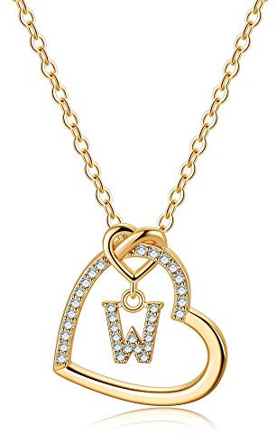 TINGN - Geschenke für Mädchen: Goldkette mit Herz und Buchstaben für Teenager & Frauen, 14K Gold gefüllt, 18+2 verstellbar, Valentinstag, Halskette Damen, Kette Mädchen, Schmuck für Frauen & Mädchen