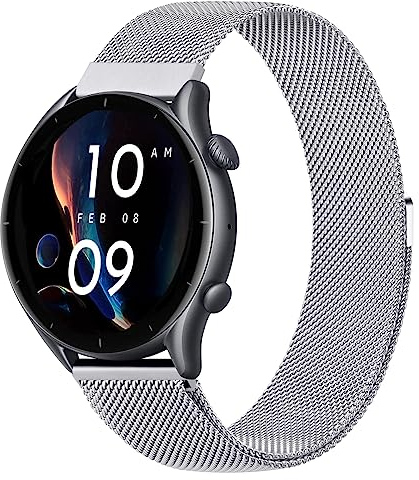 Tobfit GTR 4/3/3 Pro Armband, 22mm Edelstahl Metall Ersatz für GTR 2/2e/47mm/Stratos 3, Herren Damen (Silber)