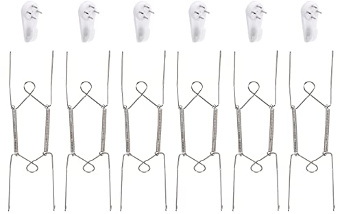 Sourcing Map 6-Piece Plate Hanger, 8-Inch Stainless Steel Invisible Wall Plate Hangers with 6 Wall Hooks, Silver