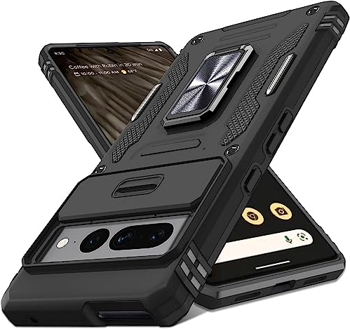 Handyhülle für Samsung Galaxy S10 Hülle mit Slide Camera, Panzerhülle für Samsung Galaxy S10 Hüllen mit Kameraschutz 360° Drehbarer Metall Ring Ständer Stoßfest für Samsung S10 Schutzhülle 6,1 Zoll