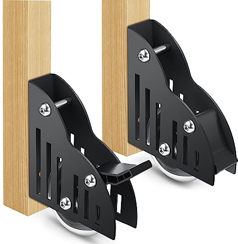 Therwen 2 Pcs Sliding Library Ladder Floor Roller with Brake Movable Rolling Stepladder Hardware Furniture Floor Roller Wheels Ladder Accessories for Home Indoor Rolling Stepladder Excluding Screw