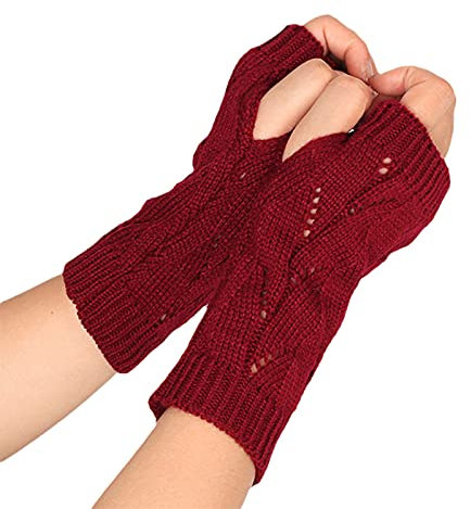 LTWOTEJNG Handschuh warm Cabrio Handschuh mit Schnüren Fingerlose Wolle Handschuh Handschuhe Damen Kunstleder