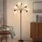 Depuley Lampes de sol LED modernes, lampes sur pied à 5 têtes avec bras en col de cygne ajustable, lampes de sol en métal pour le salon, la chambre à coucher, 5 abat-jour blancs, noirs, base E26