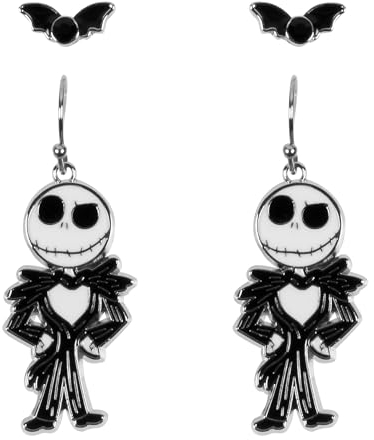 Disney Ensemble de boucles d'oreilles L'étrange Noël de monsieur Jack et blanc SH00625RL, taille unique, Métal