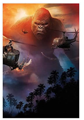GUyfam Godzilla Vs King Kong Filmposter 27 Leinwand Poster Wandkunst Dekor Druck Bild Gemälde für Wohnzimmer Schlafzimmer Dekoration 30 x 45 cm