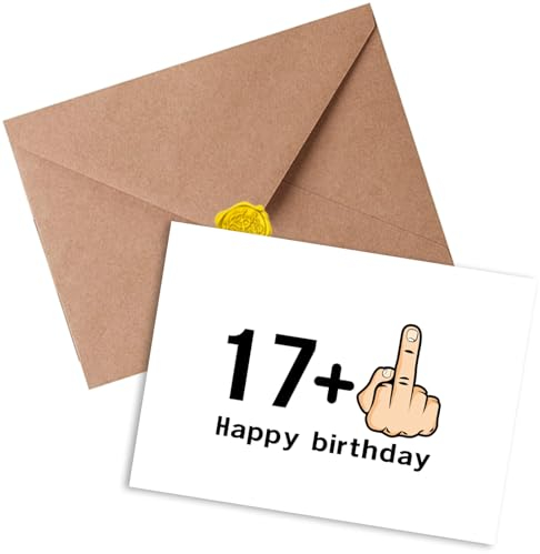 Sugeru Geburtstagskarte zum 18,Lustige Geburtstagskarten mit Umschlag | Nachhaltige Karte Glückwunschkarte für Frau,Mann | 17+1 Finger-Grußkarte | Personalisierte Geburtstag | Birthday Geschenke (18)