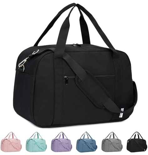 for Easyjet Cabin Bag 45X36X20 Underseat with Laptop Compartment 14 Inch Travel Duffel Bag with Wet Pocket Weekender Overnight Carry on Luggage for Women and Men 25L (Black)