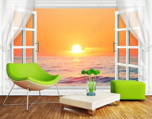 MIWEI Wallpaper Papier Peint Panoramique Coucher De Soleil Papier Peints Intissé Decoration Murale Chambre Salon 400x280cm-M215879