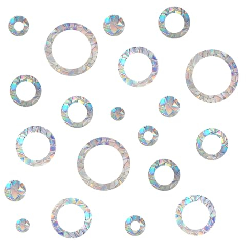 EONBES 90 Pieces Window Decals for Bird Strikes - Suncatcher Rainbow Static Clings for Windows - Anti-Collision for Glass Windows and Doors, Ring Style