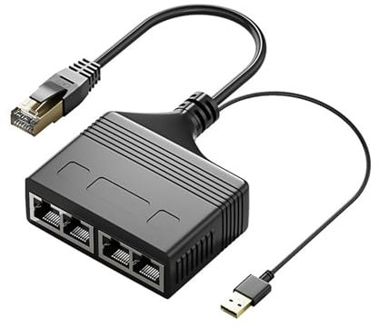 Câble répartiteur Ethernet RJ45 1000 Mbps 1 à 4 prises
