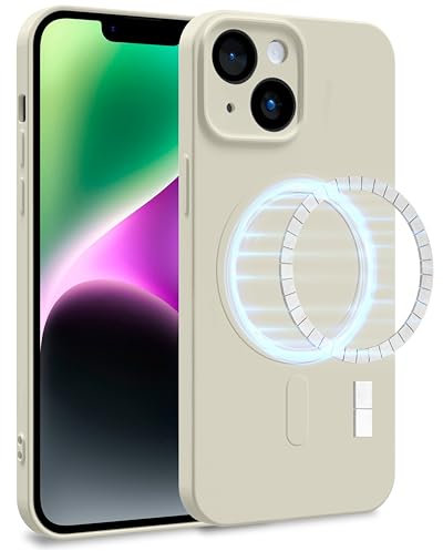 MyGadget Cover [ MagSafe ] per Apple iPhone 14 - Custodia in Silicone Morbido a Doppio Strato – Case con Protezione Fotocamera & Fodera Interna Antigraffio - Bianco Latte