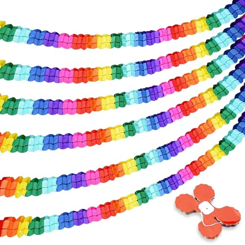 Peysaitr 6 Stück Mehrfarbige Girlanden, Girlande Deko, Regenbogen Dekoration für Hochzeit, Geburtstag, Party, Karneval, Fasching, Festfeier, Einschulung Deko