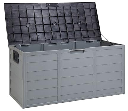 Beliani Auflagenbox aus Kunststoff grau/schwarz Gartentruhe Outdoor Kissenbox Locarno
