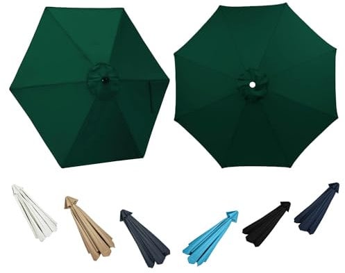 Auvent De Parasol De Rechange 6/8 Baleines Toile de Rechange de Parasol D'extérieur 200cm 250cm 270cm 300cm Dessus De Parapluie de Rechange pour Jardin Plage(Blanca)