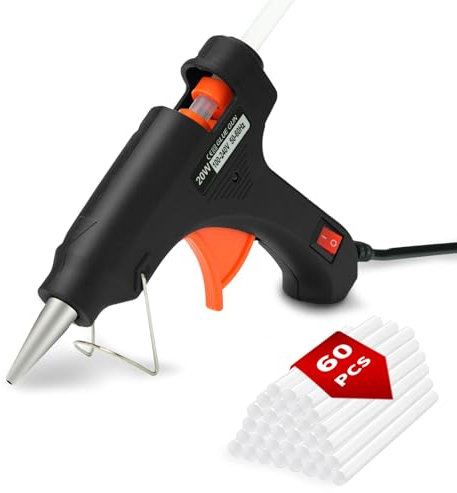AUXHCYL Pistola Colla a Caldo con 60 Stick di Colla, Pistola per Colla a Caldo per Progetti Fai-da-Te a Casa e in Ufficio, Pistola Colla a Caldo Professionale per Riparazioni Rapide, 20W (Nero)