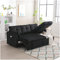 Sapgaks Canapé d'angle Convertible avec sièges de Rangement et Poches accoudoirs,Canapé Convertible 3 Places avec Forme des Rayures,canapé 3 Places,canapé lit,Velours (Noir)